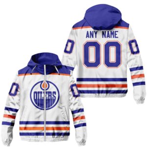 NHL Edmonton Oilers Personalized Away Windbreaker Outdoor Jacket