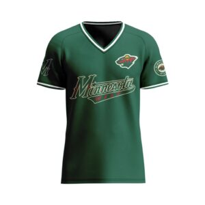 NHL Minnesota Wild Special V-neck Mesh Raglan Short Sleeve Design