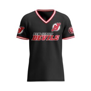 NHL New Jersey Devils Special V-neck Mesh Raglan Short Sleeve Design