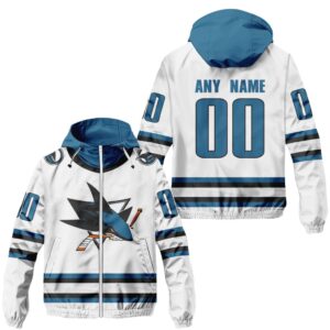 NHL San Jose Sharks Personalized Away Windbreaker Outdoor Jacket