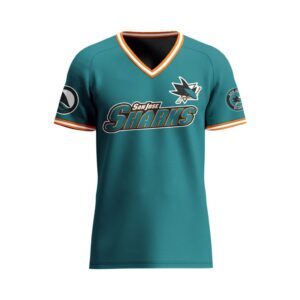 NHL San Jose Sharks Special V-neck Mesh Raglan Short Sleeve Design