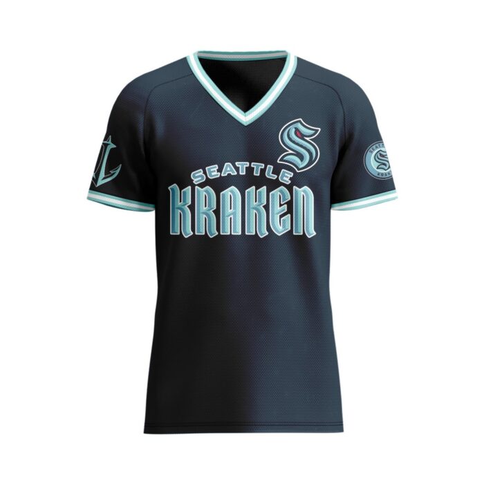 NHL Seattle Kraken Special V-neck Mesh Raglan Short Sleeve Design