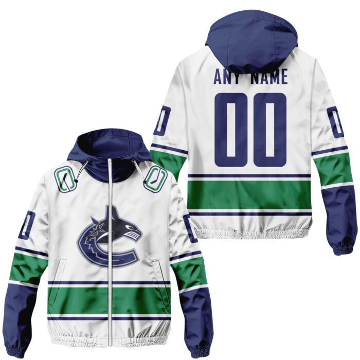 NHL Vancouver Canucks Personalized Away Windbreaker Outdoor Jacket