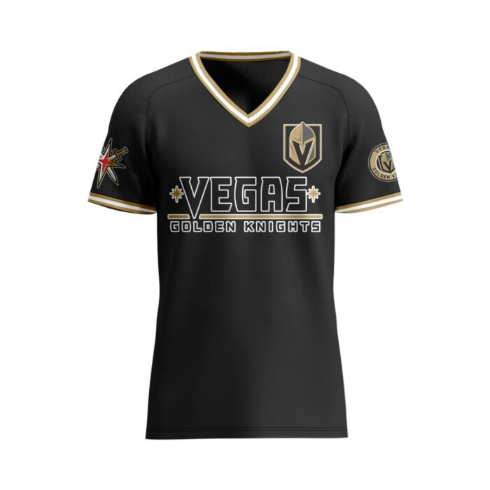 NHL Vegas Golden Knights Special V-neck Mesh Raglan Short Sleeve Design