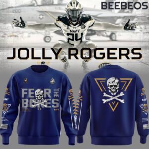 Navy Midshipmen Fear The Bones Honoring Jolly Rogers Blue Sweatshirt BBS1010