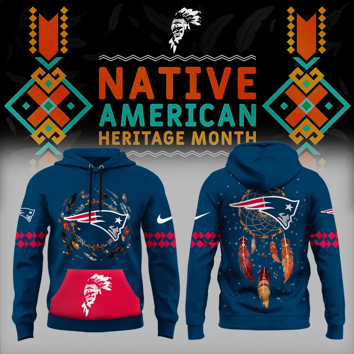 New England Patriots NFL Native American Heritage Month Unisex Hoodie