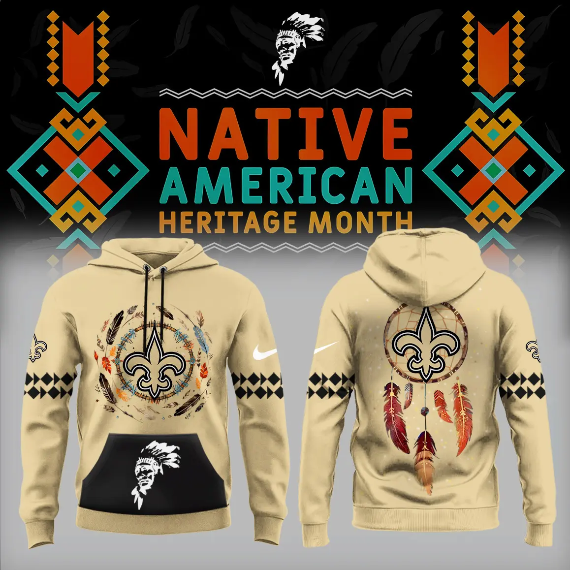 New Orleans Saints NFL Native American Heritage Month Unisex Hoodie