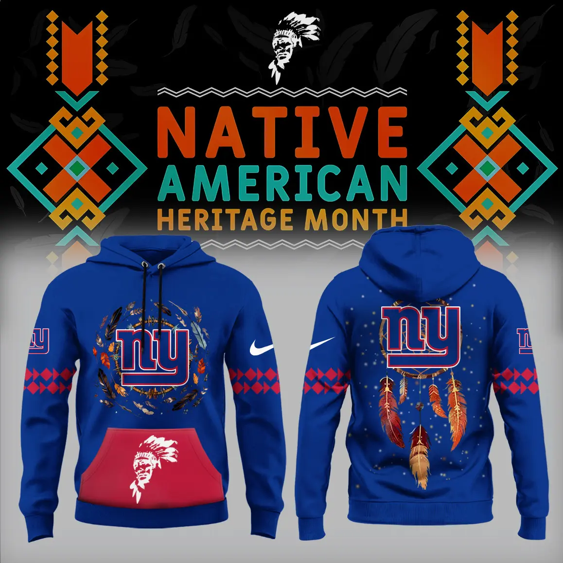 New York Giants NFL Native American Heritage Month Unisex Hoodie