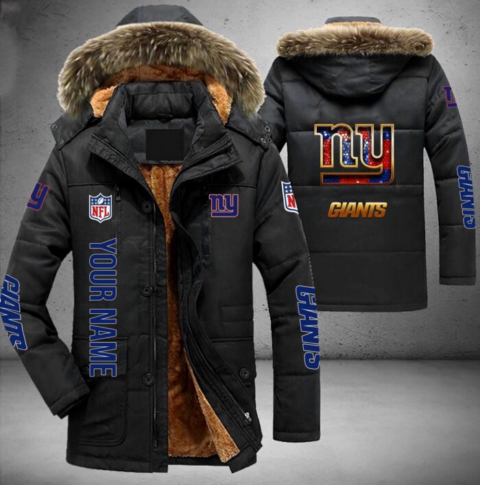 New York Giants NFL Personalized Golden Logo Parka Jacket Fleece Coat Winter