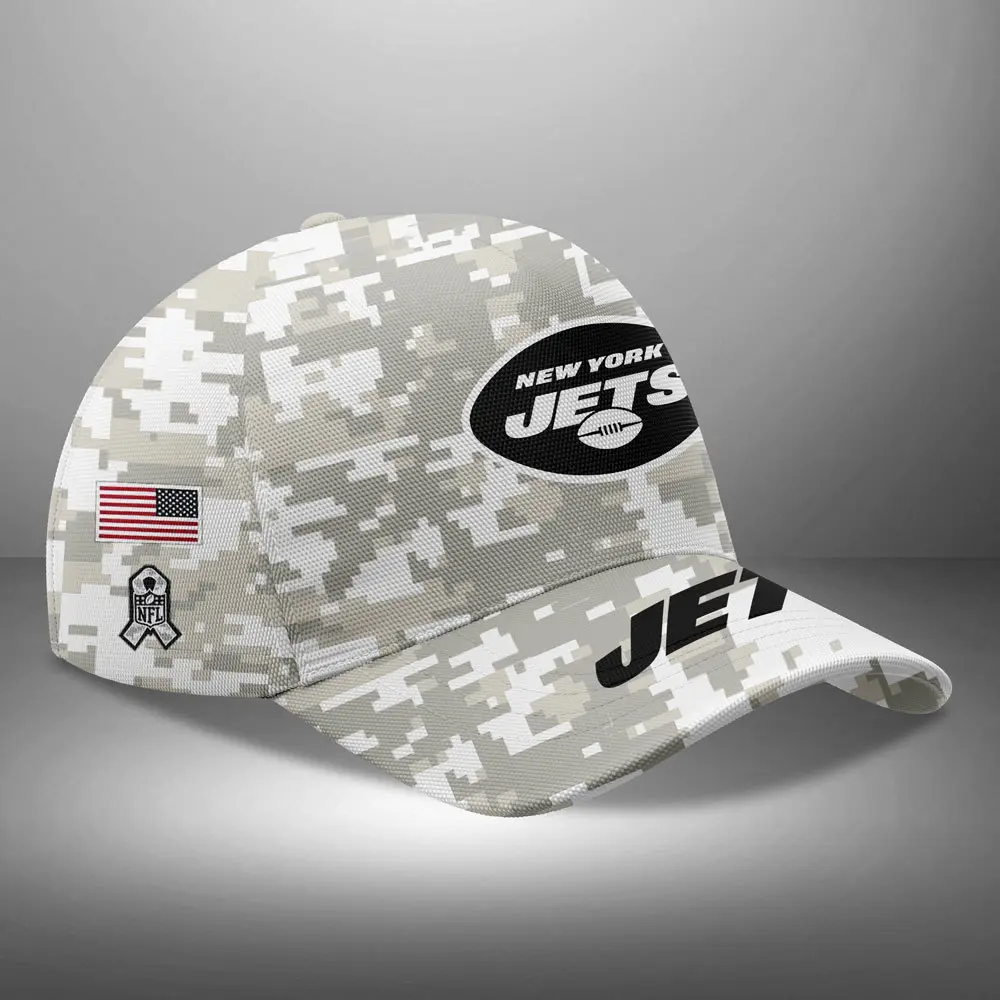 New York Jets NFL Arctic Camo 2024 Salute to Service Custom Name And Year Classic Cap WCC1024