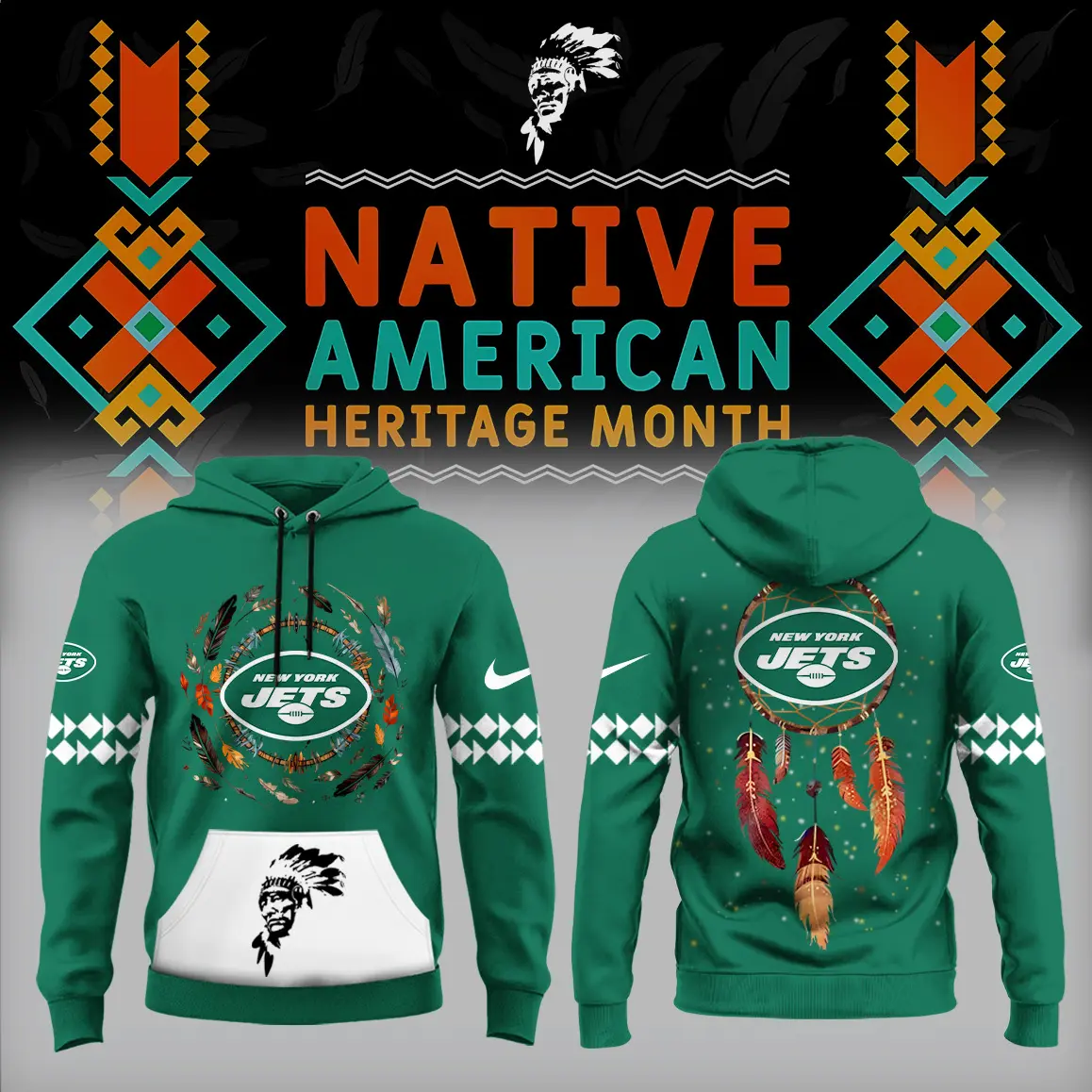 New York Jets NFL Native American Heritage Month Unisex Hoodie