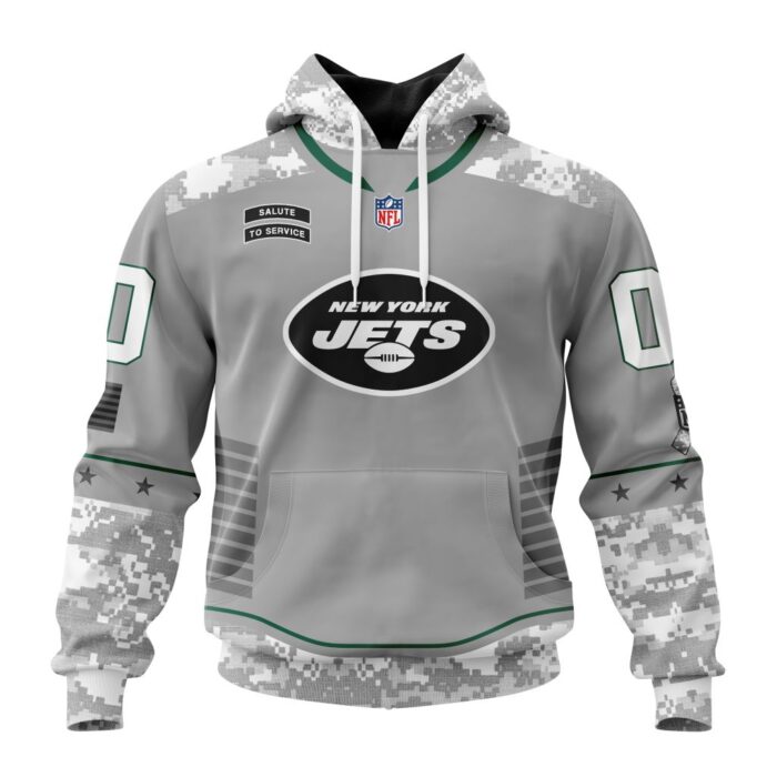 New York Jets NFL Specialized Design Camo 2024 Salute To Service Club Personalized Letters Number Unisex Hoodie WUH2025