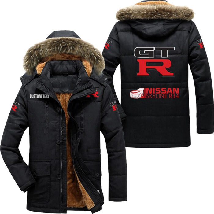 Nissan r34 Hooded Fleece Parka Jacket Fleece Coat Winter Customize Name PJF1291