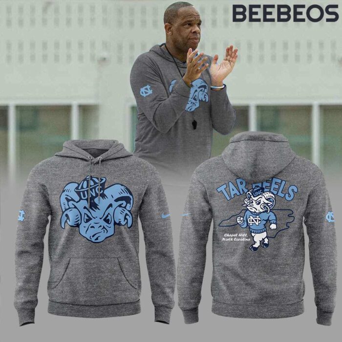 North Carolina Tar Heels Coach Hubert Davis Grey Unisex Hoodie HBB1066