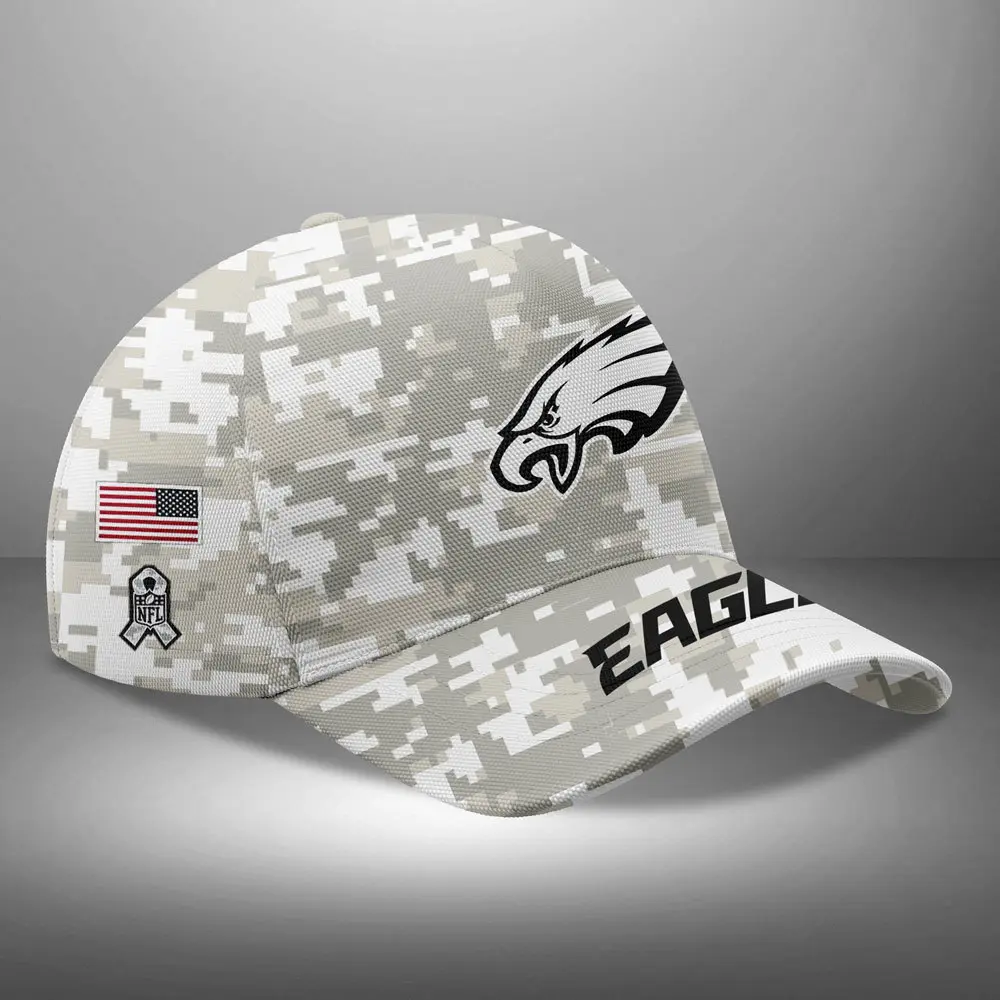 Philadelphia Eagles NFL Arctic Camo 2024 Salute to Service Custom Name And Year Classic Cap WCC1025