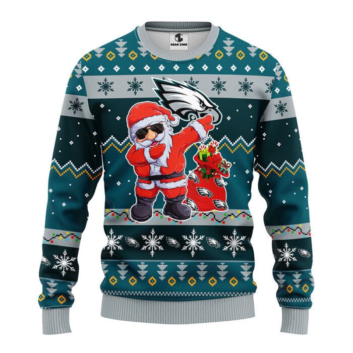 Philadelphia Eagles NFL Dabbing Santa Claus Ugly Christmas Sweater FUL1111