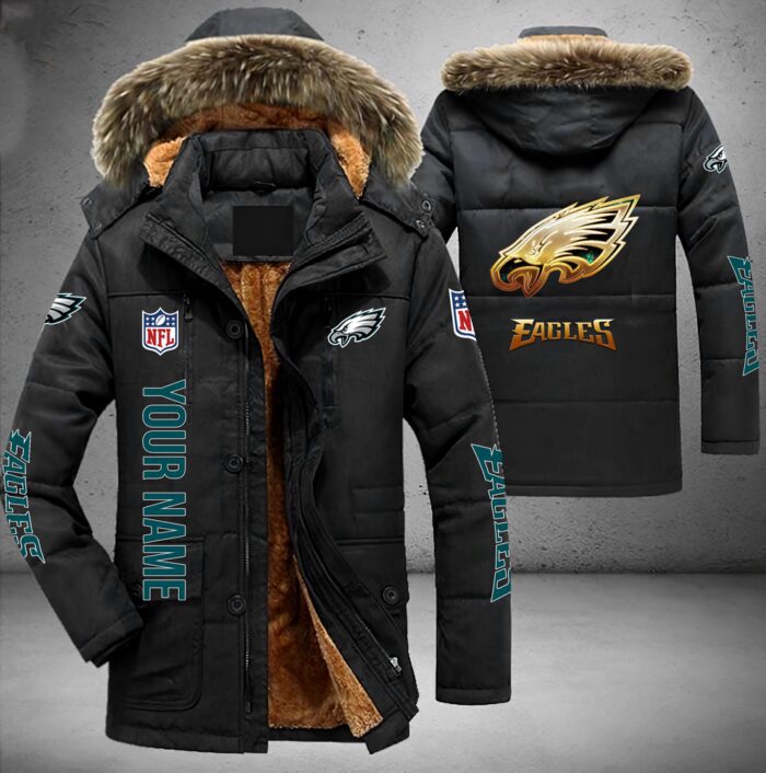 Philadelphia Eagles NFL Personalized Golden Logo Parka Jacket Fleece Coat Winter