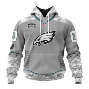 Philadelphia Eagles NFL Specialized Design Camo 2024 Salute To Service Club Personalized Letters Number Unisex Hoodie WUH2023