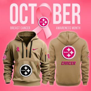 Pittsburgh Steelers NFL October Breast Cancer Awareness Month Quarter Zip Hoodie