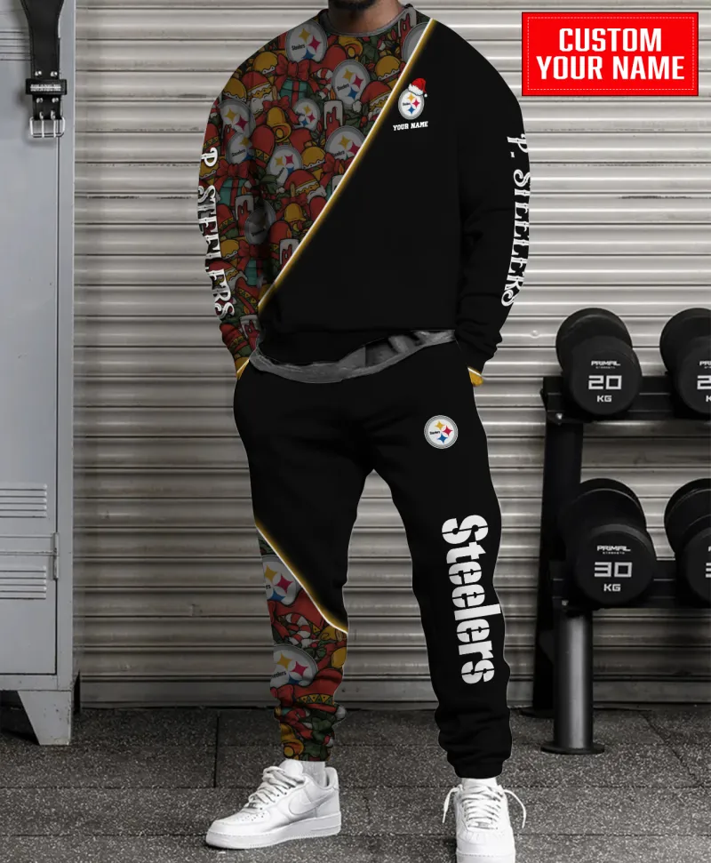 Pittsburgh Steelers Personalized NFL Christmas Pattern Unisex Combo Sweater And Sweatpants - Black CHS1057