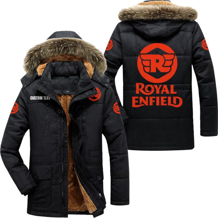 Royal Enfield Hooded Fleece Parka Jacket Fleece Coat Winter Customize Name PJF1315