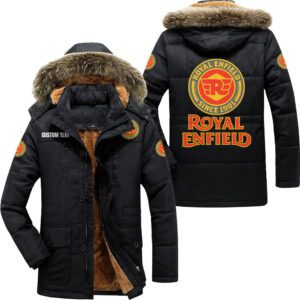 Royal Enfield Hooded Fleece Parka Jacket Fleece Coat Winter Customize Name PJF1318