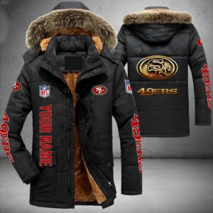 San Francisco 49Ers NFL Personalized Golden Logo Parka Jacket Fleece Coat Winter