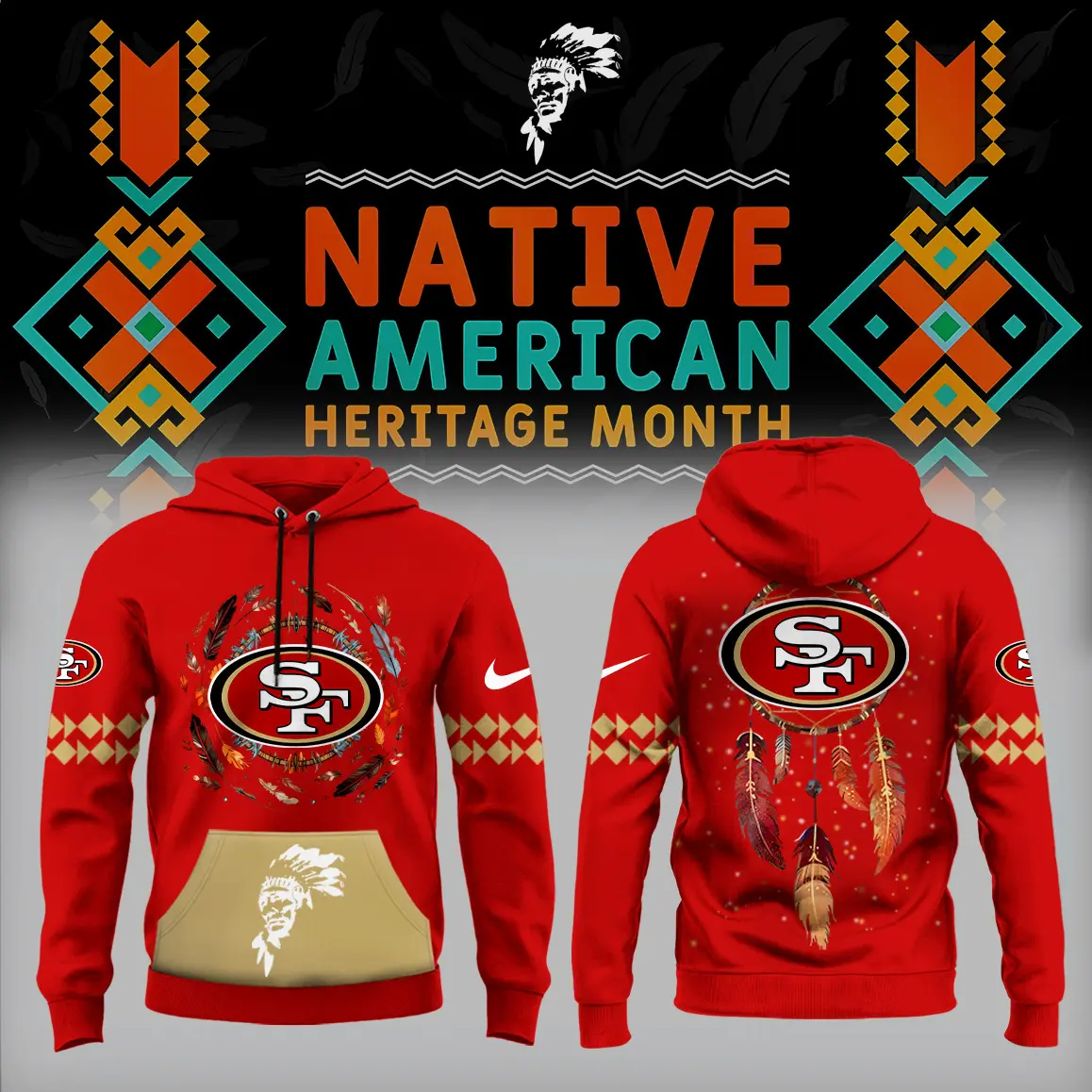 San Francisco 49ers NFL Native American Heritage Month Unisex Hoodie