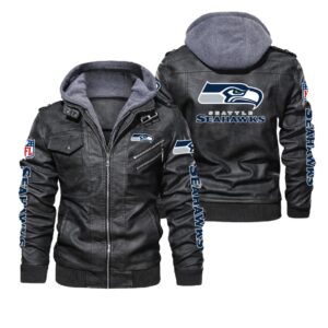 Seattle Seahawks Black Brown Leather Jacket LIZ217