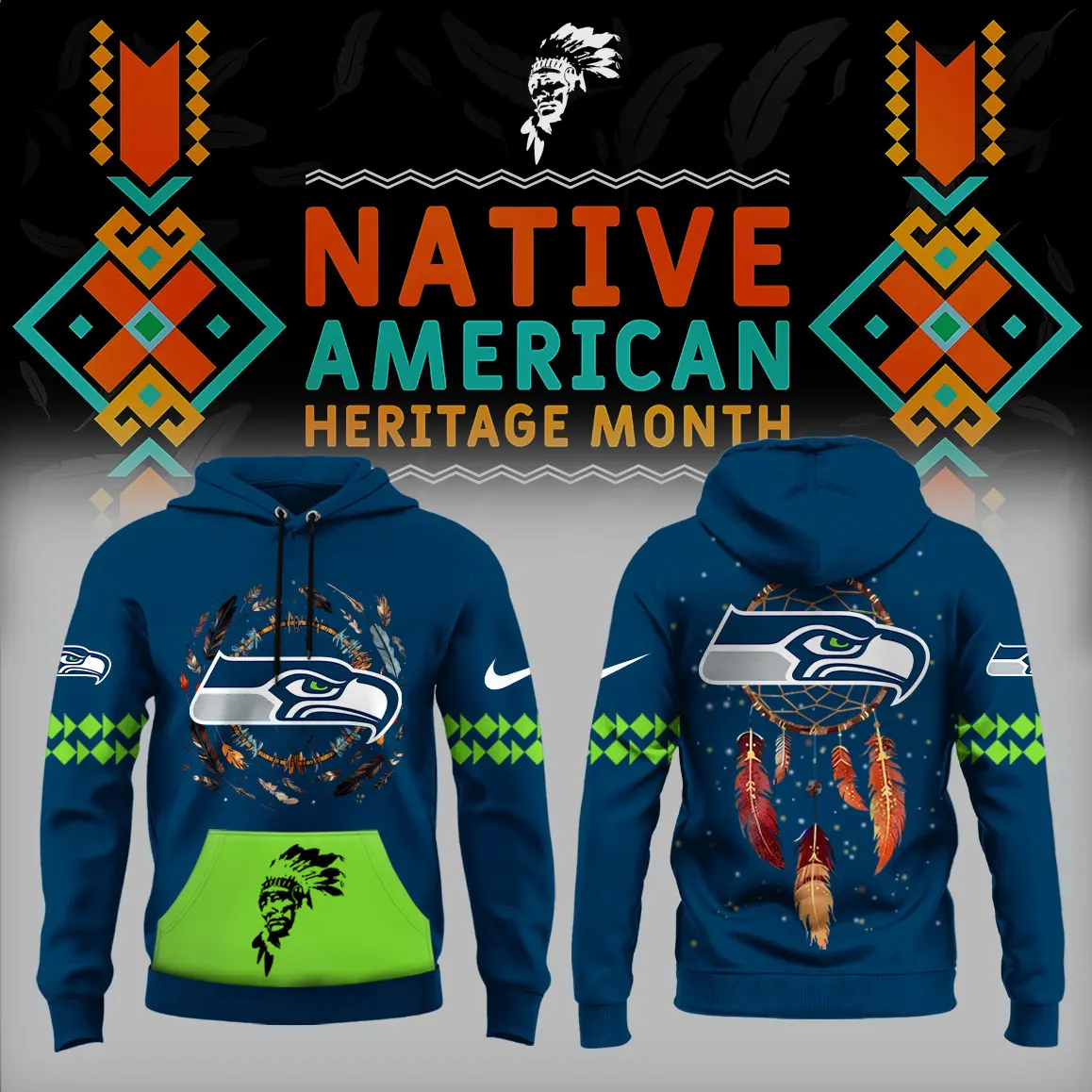 Seattle Seahawks NFL Native American Heritage Month Unisex Hoodie