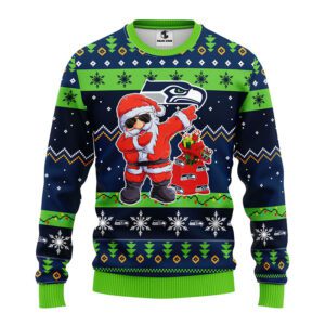 Seattle seahawks NFL Dabbing Santa Claus Ugly Christmas Sweater FUL1115