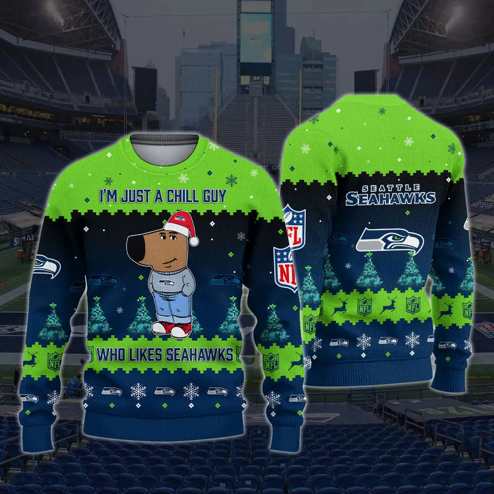 Seattle seahawks NFL I'm Just A Chill Guy Funny Ugly Sweater