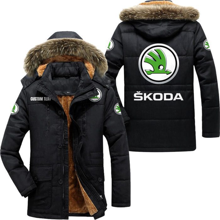 Skoda Hooded Fleece Parka Jacket Fleece Coat Winter Customize Name PJF1314