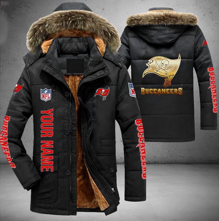 Tampa Bay Buccaneers NFL Personalized Golden Logo Parka Jacket Fleece Coat Winter