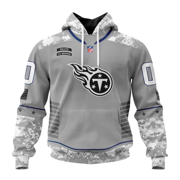 Tennessee Titans NFL Specialized Design Camo 2024 Salute To Service Club Personalized Letters Number Unisex Hoodie WUH2030