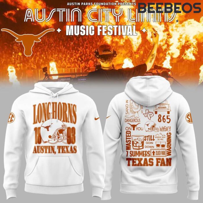 Texas Longhorns Football x Austin City Limits Music Festival White Unisex Hoodie HBB1176