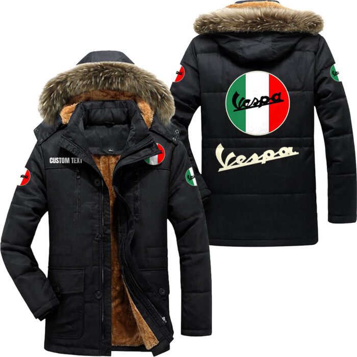 Vespa Hooded Fleece Parka Jacket Fleece Coat Winter Customize Name PJF1328