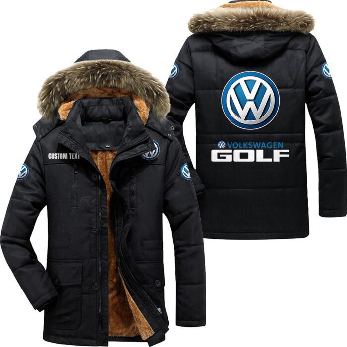 Volkswagen Golf Hooded Fleece Parka Jacket Fleece Coat Winter Customize Name PJF1284