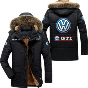 Volkswagen Gti Hooded Fleece Parka Jacket Fleece Coat Winter Customize Name PJF1359