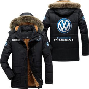 Volkswagen Passat Hooded Fleece Parka Jacket Fleece Coat Winter Customize Name PJF1285