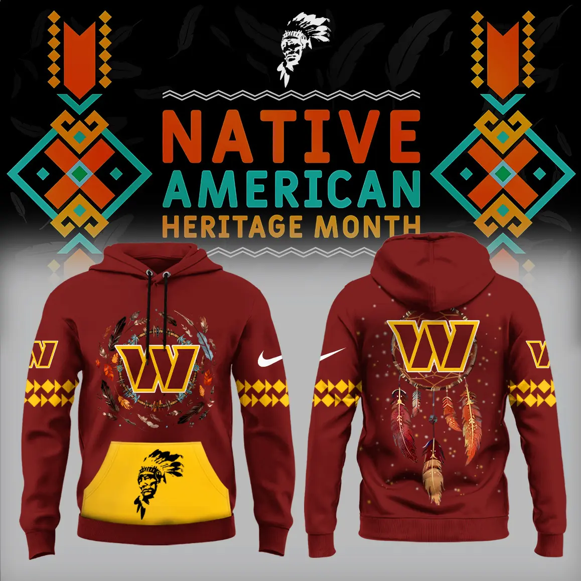 Washington Commanders NFL Native American Heritage Month Unisex Hoodie