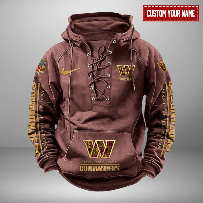 Washington Commanders NFL Personalized Swoosh Hooded Lace Up Hoodie Vintage Retro Hoodie