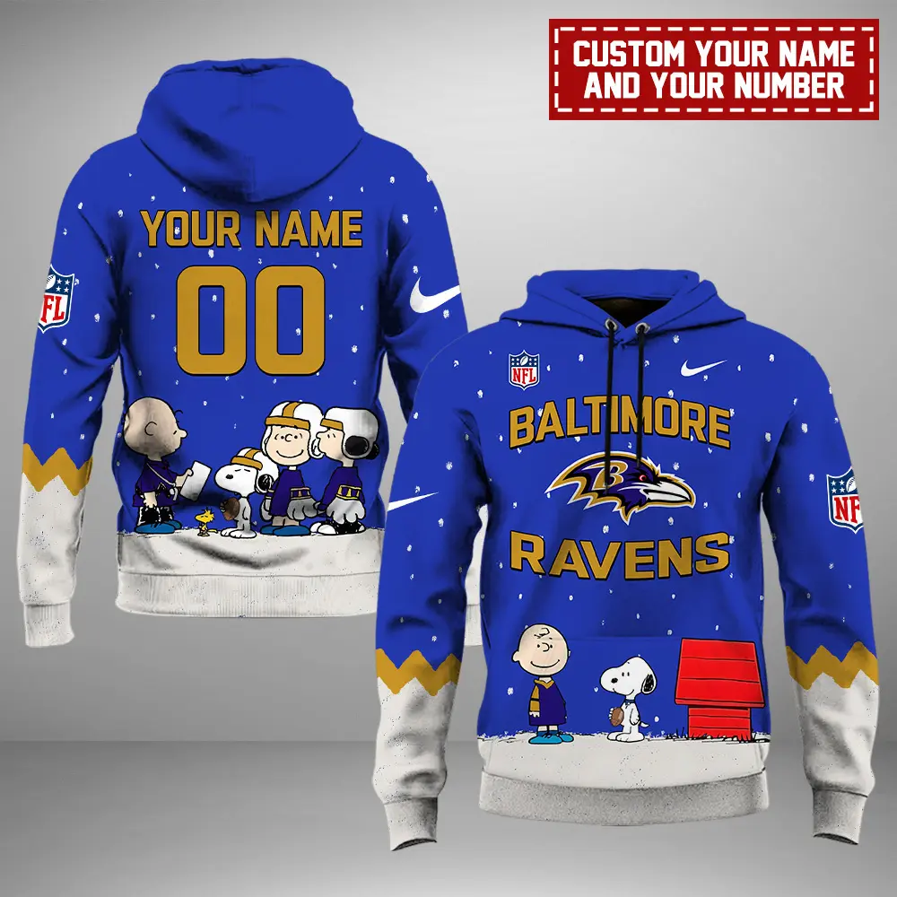 Baltimore Ravens NFL Peanuts & Snoopy Night 2024 Personalized Unisex Hoodie