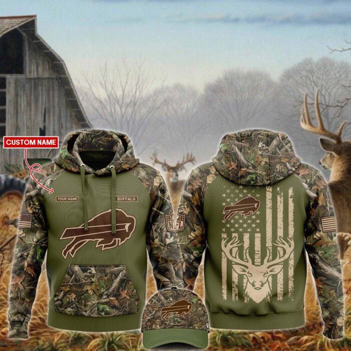 Buffalo Bills NFL x Hunting Unisex Hoodie Cap Joggers Set - Military Green HCJ1714