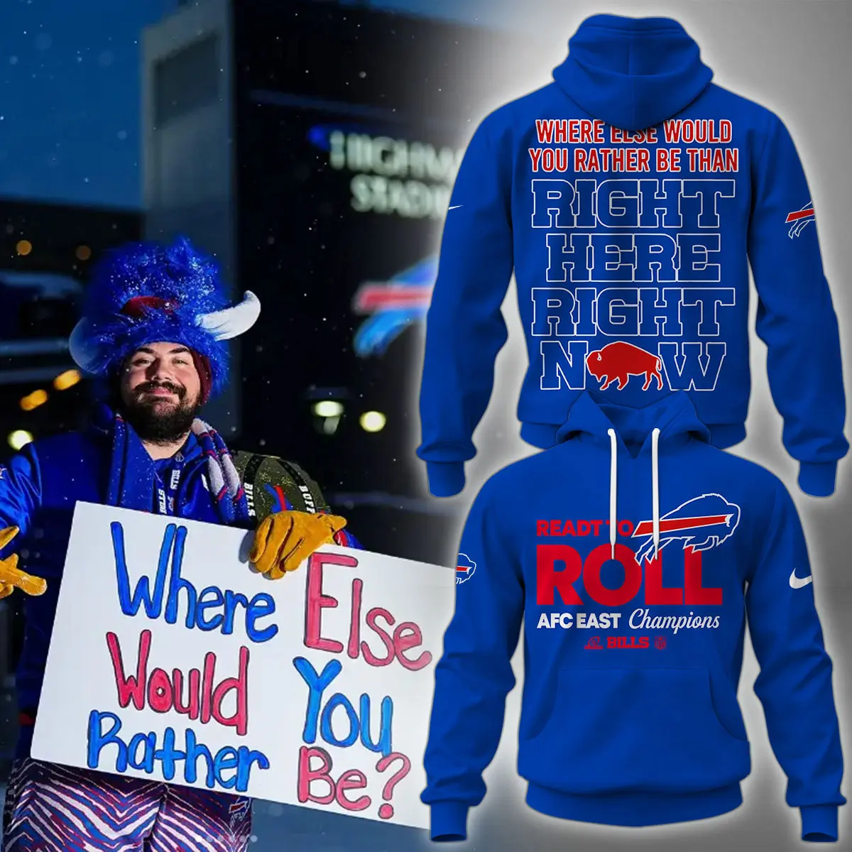 Buffalo Bills Where Else Would You Rather Be Hoodie Set  HCJ1724