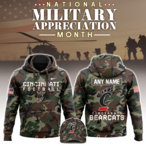 Cincinnati Bearcats x NCAA National Military Appreciation Month Unisex Hoodie Cap Joggers Set 2024/25 HCJ1256