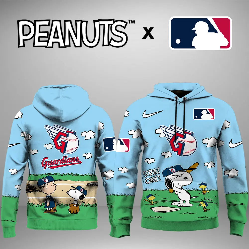 Cleveland Guardians MLB X Snoopy Peanuts' 75th Anniversary Unisex Hoodie