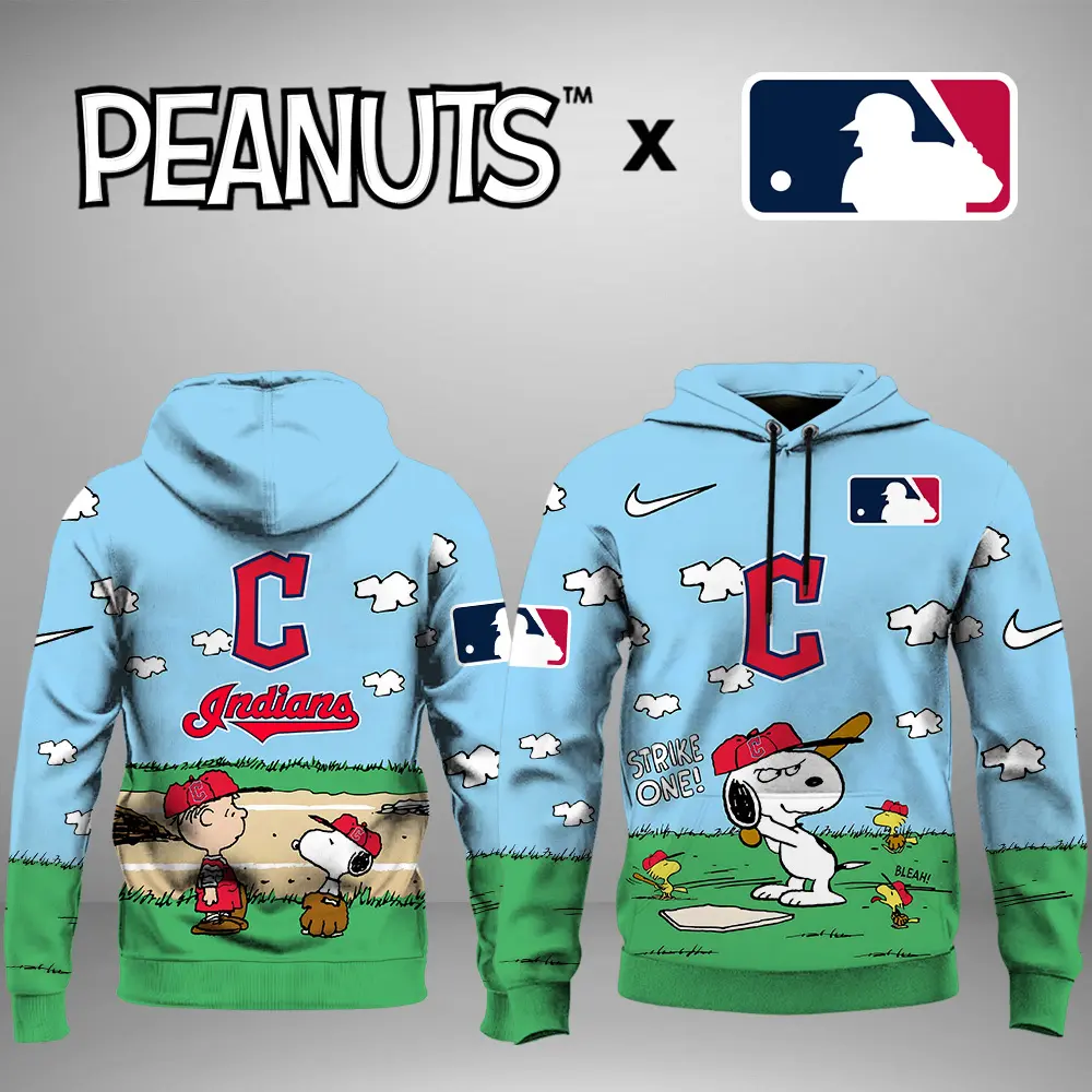 Cleveland Indians MLB X Snoopy Peanuts' 75th Anniversary Unisex Hoodie