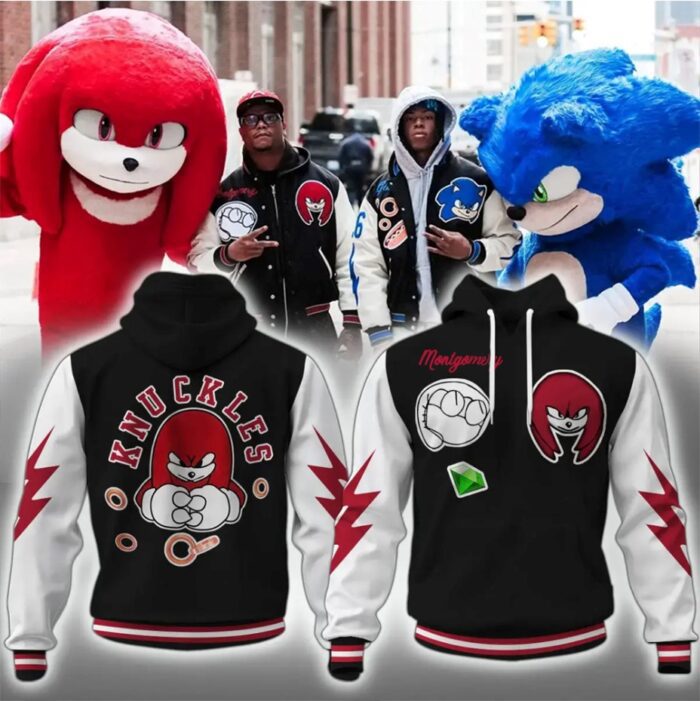 Detroit Lions Sonic And Knuckles Hoodie Set - Black/Red HCJ1719