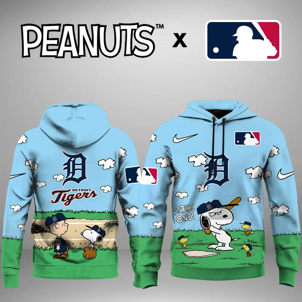 Detroit Tigers MLB X Snoopy Peanuts' 75th Anniversary Unisex Hoodie